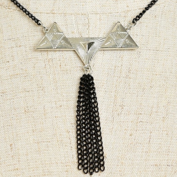 PROCE DROP! Black & Silver Tassle Choker! - Picture 2 of 2